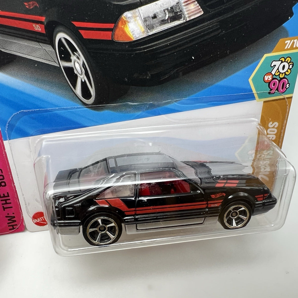 Hot Wheels 1984 MUSTANG SVO Lot of 2 Fox Body - 2023 The 80s - Black & Silver