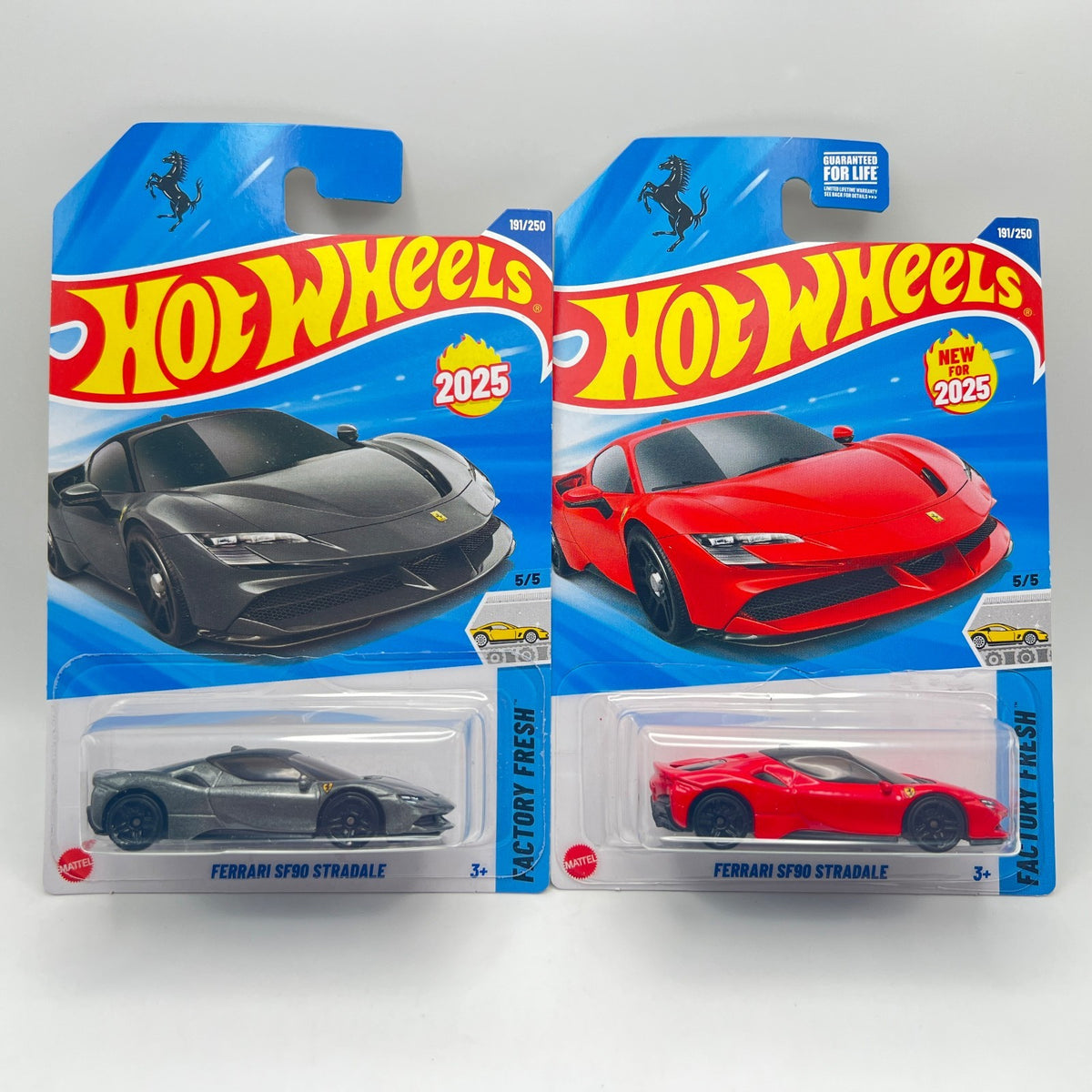 Hot Wheels Ferrari SF90 Stradale Factory Fresh 5/5 Lot of 2 Red Gunmetal