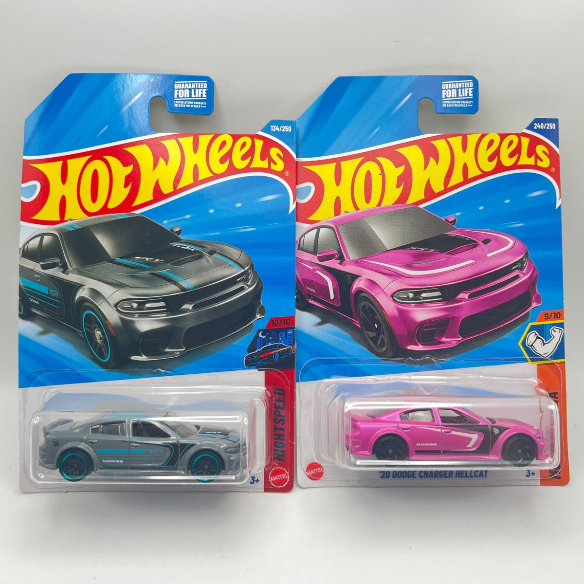 Hot Wheels 20 Dodge Charger Hellcat Lot of 2 Grey Nightspeed Pink