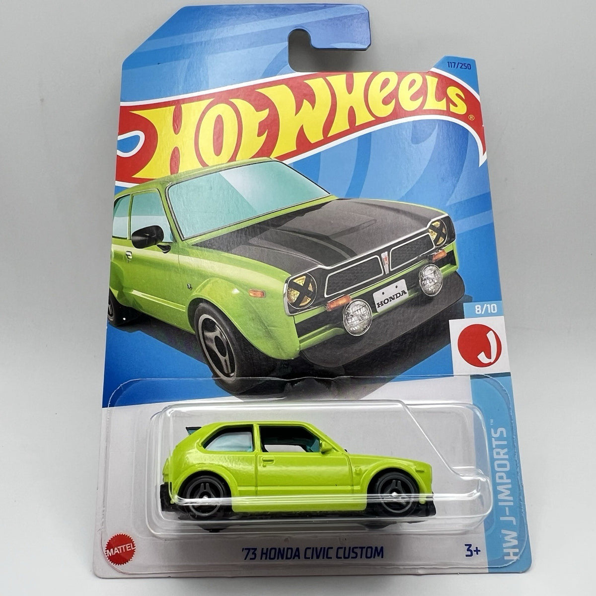 2023 Hot Wheels '73 Honda Civic Custom HW J-Imports 8/10 #117/250 Lime Green