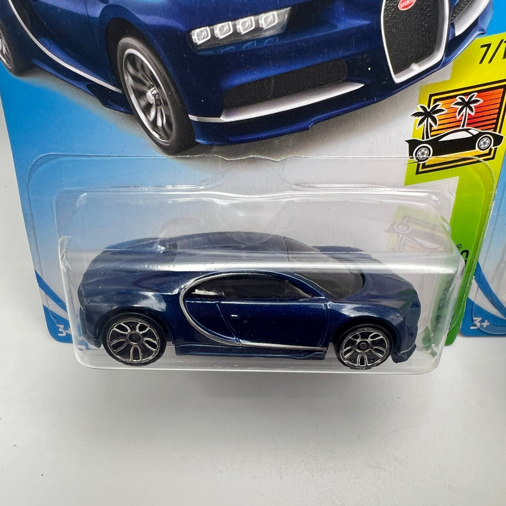 Hot Wheels '16 Bugatti Chiron Lot of 2 Blue 236/250 HW Month + Black 89/250