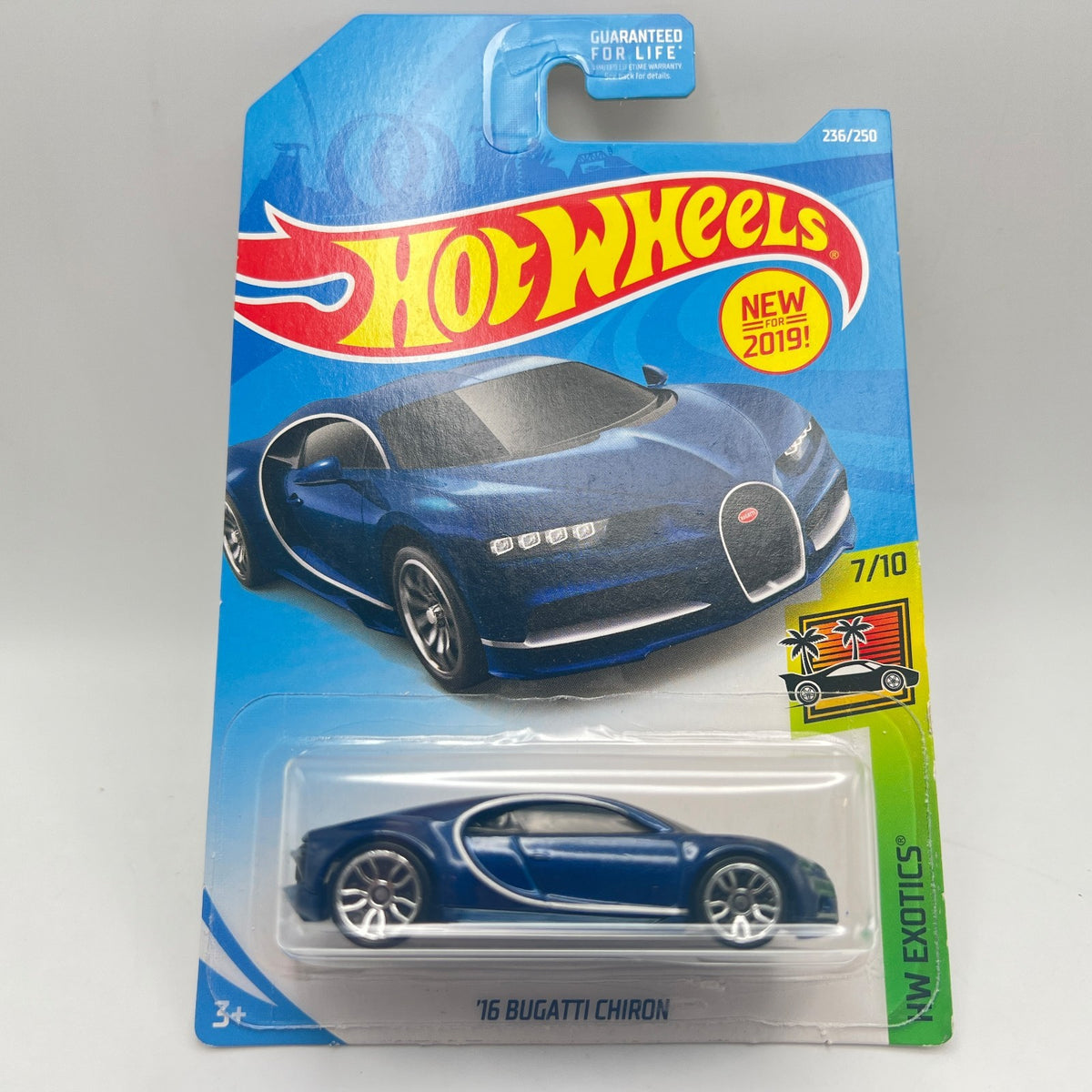 HOT WHEELS 2019 M/L #236/250 '16 Bugatti Chiron 7/10 HW Exotics blue
