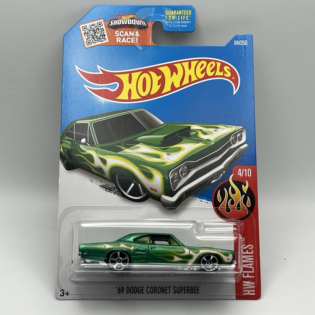 Hot Wheels '69 Dodge Coronet Superbee (HW Flames 4/10) 94/250 Diecast Toy Car