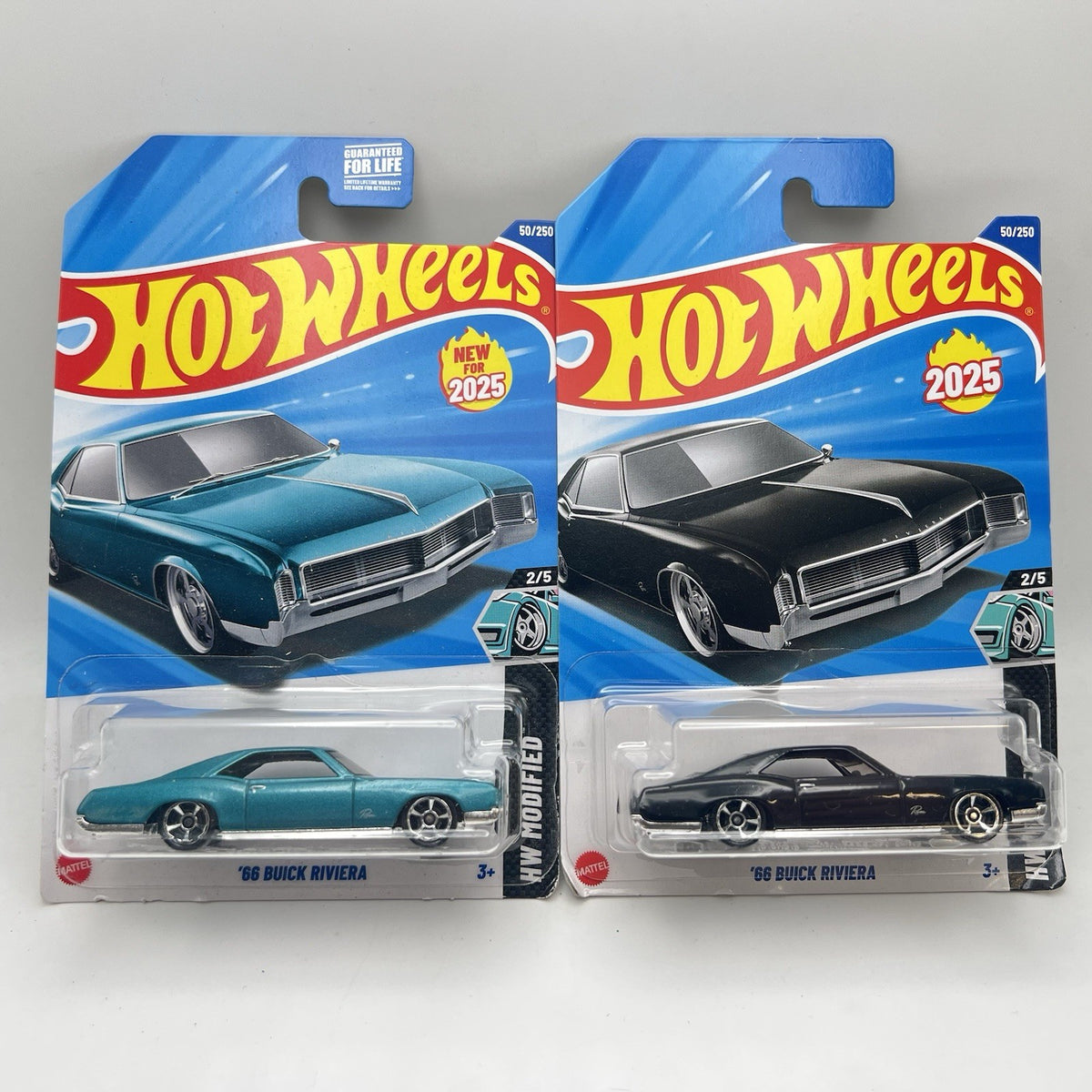 '66 BUICK RIVIERA SERIES GLOSS BLACK, & TEAL 2025 Hot Wheels #50 2pcs