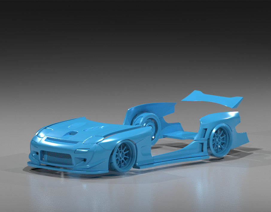 Pandem Style V3 Wide Body Kit For Hot Wheels Mazda RX7 FD - Resin - 3d Printed