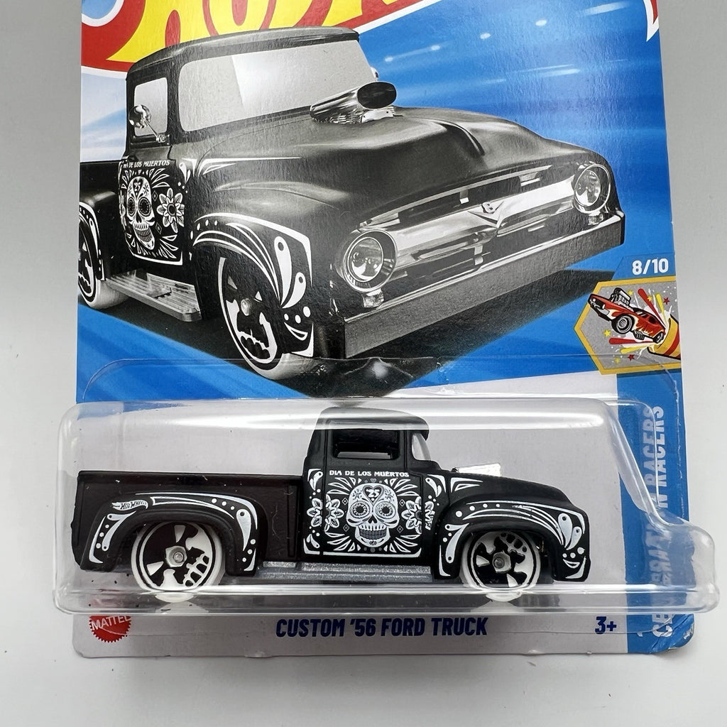 Hot Wheels CUSTOM '56 FORD TRUCK Black, DIA DE LOS MUERTOS, Day of the Dead #233