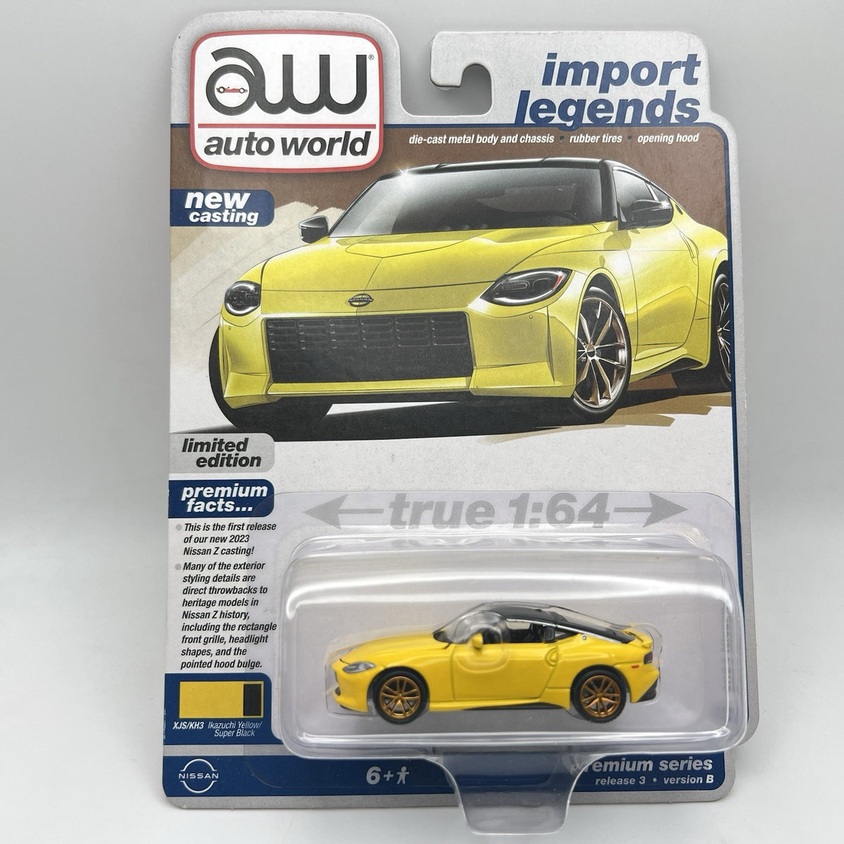AUTOWORLD 1/64 DIECAST CAR IMPORT LEGENDS 2023 NISSAN Z ~ YELLOW LIMITED EDITION