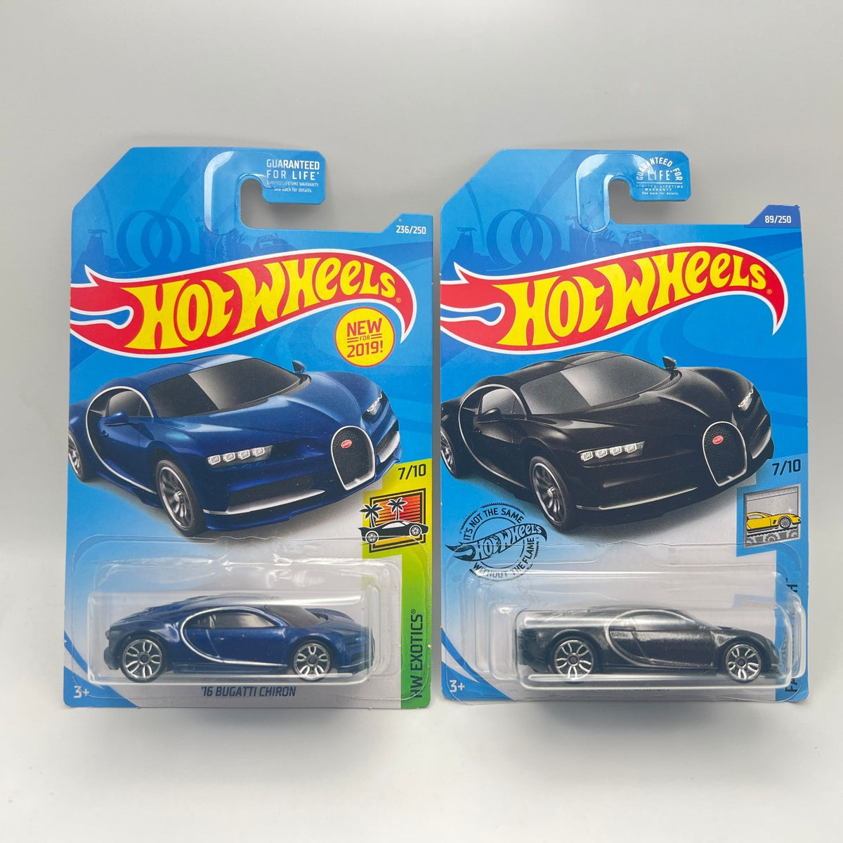 Hot Wheels '16 Bugatti Chiron Lot of 2 Blue 236/250 HW Month + Black 89/250