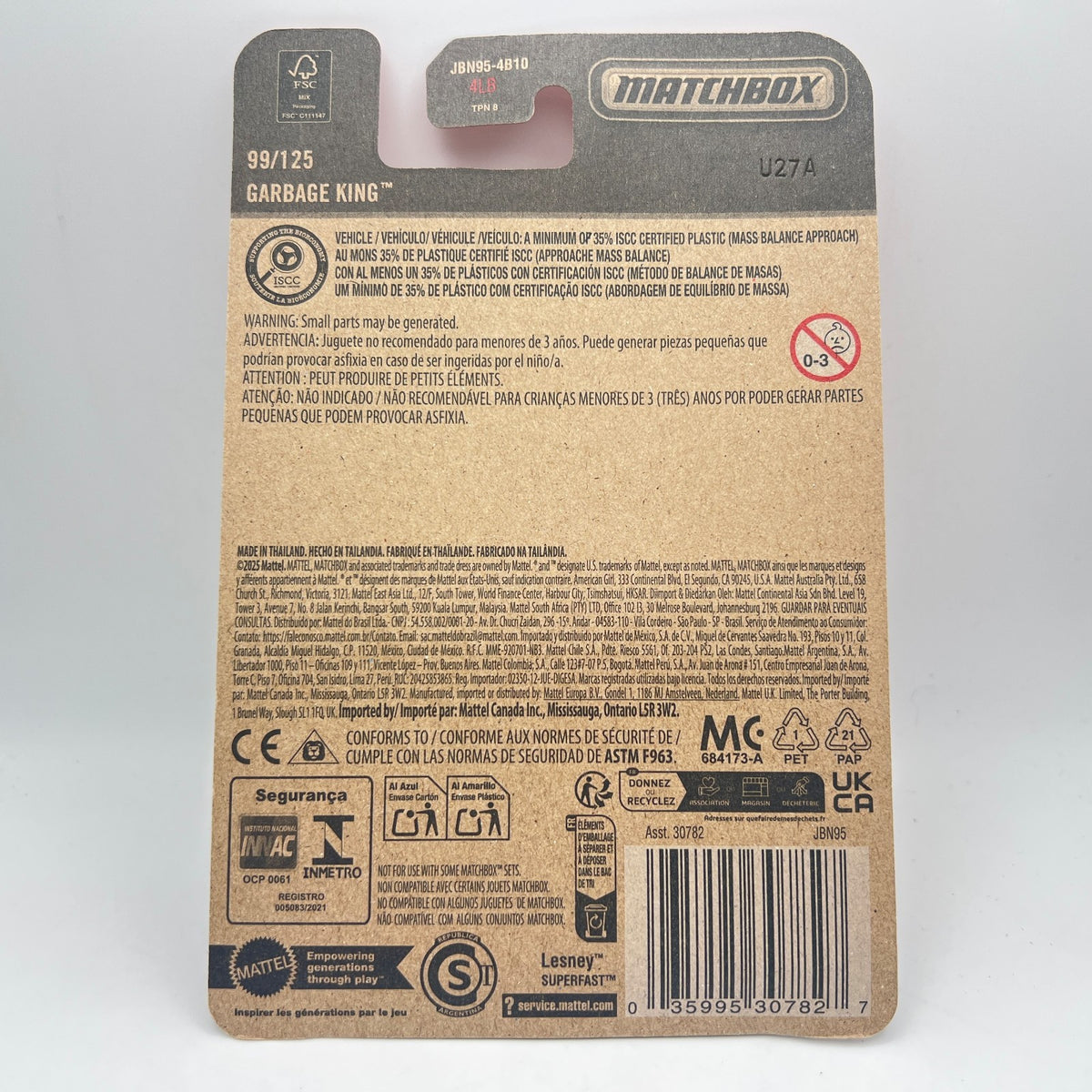 Matchbox Garbage King 99/125 Red MBX City 1:64 Scale Diecast Truck