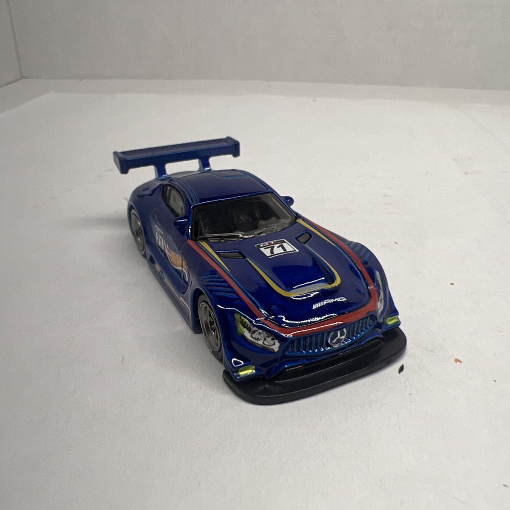 2018 Hot Wheels @ *16 Mercedes AMG GT3* Blue With Real Riders