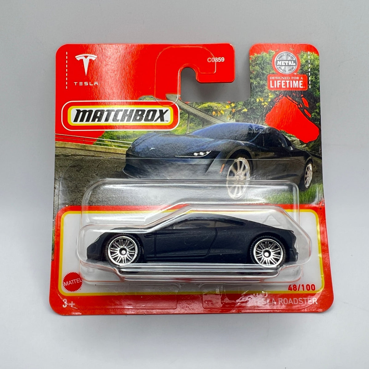 Matchbox Tesla Roadster 48/100 Black Short Card 1:64 Diecast