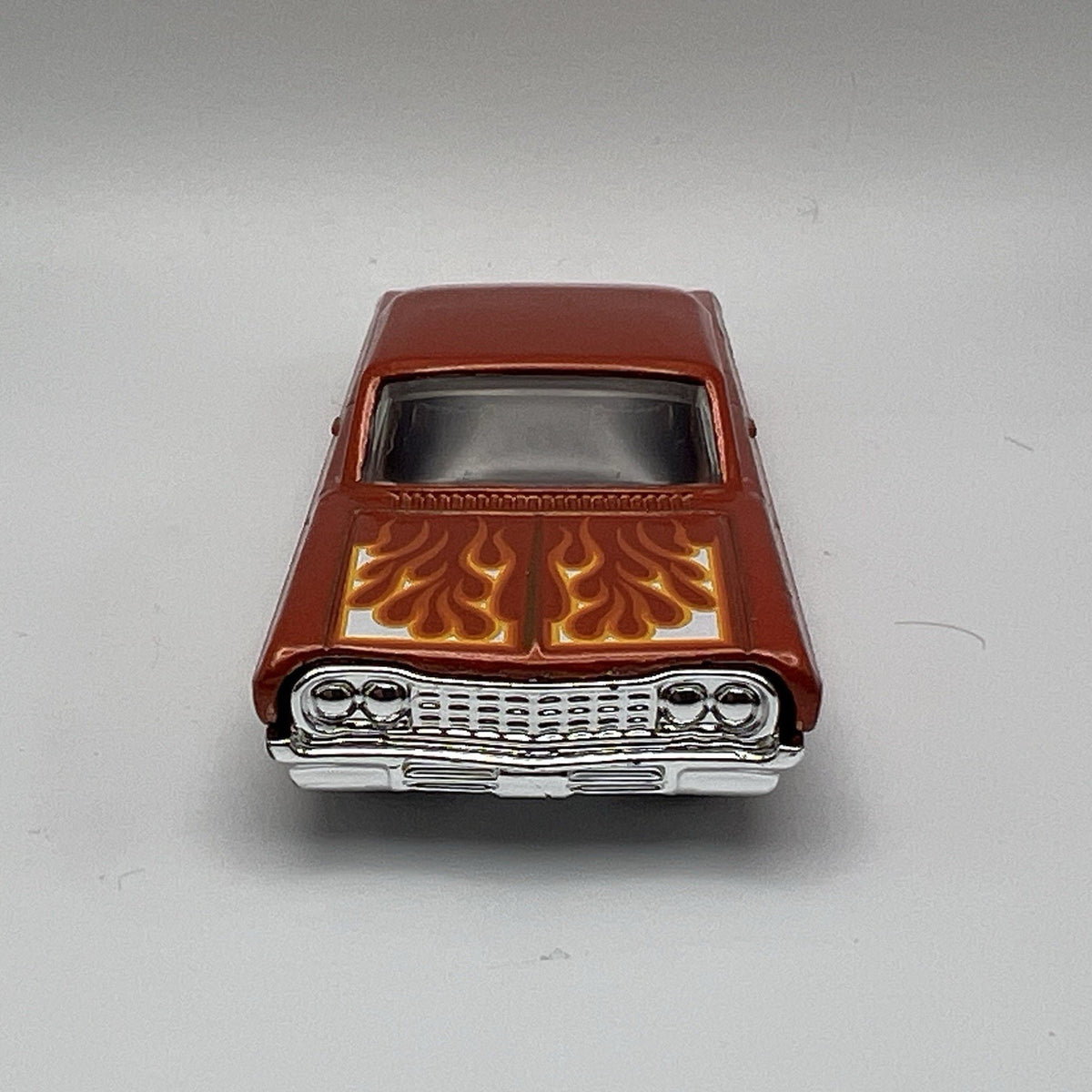 '64 Impala Hot Wheels 2024 Flames Series Metalflake Orange RSW Rims 1:64 Loose