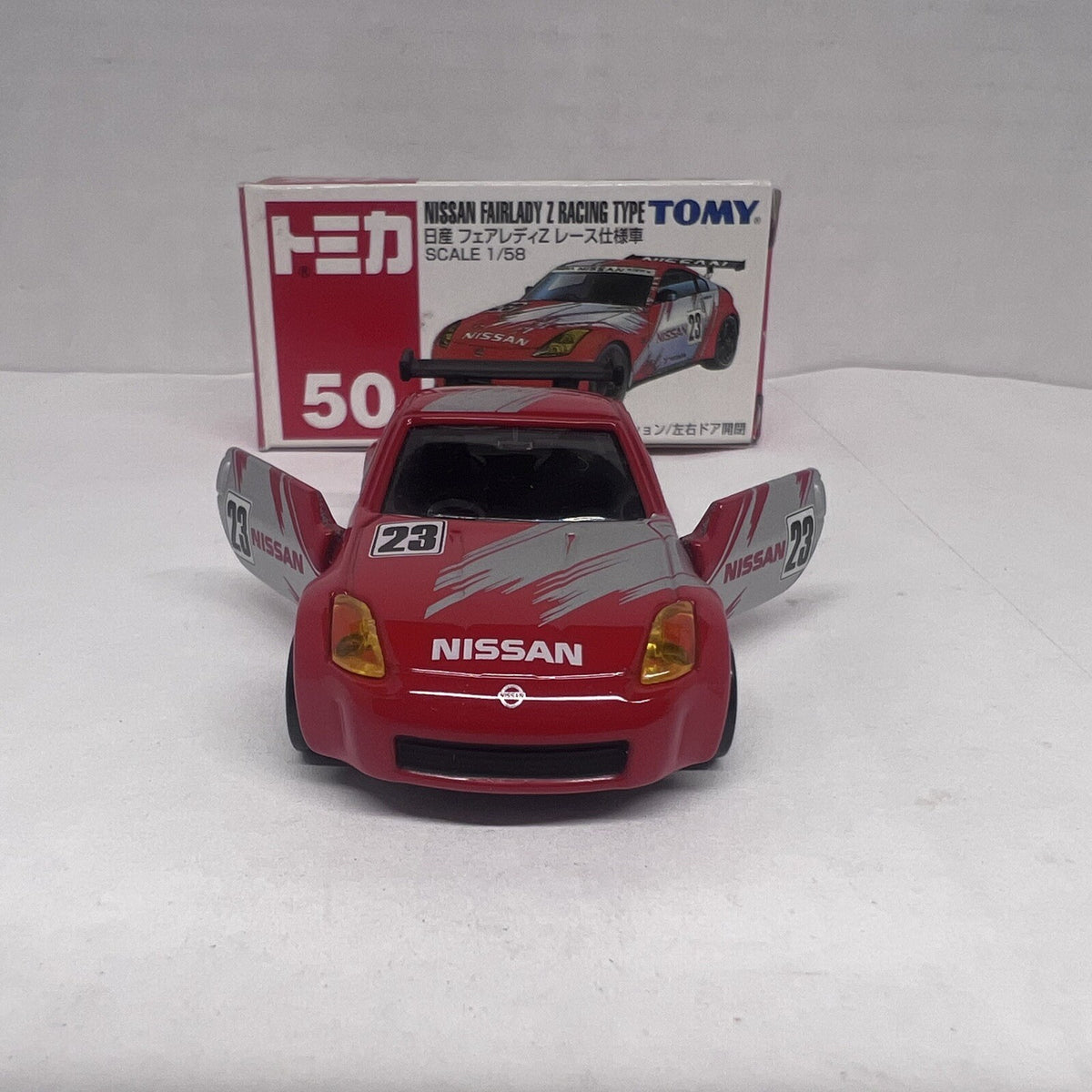 Tomy Red Box 50 Nissan Fairlady Z Racing Type S: 1/58 TOMICA Car with stickers