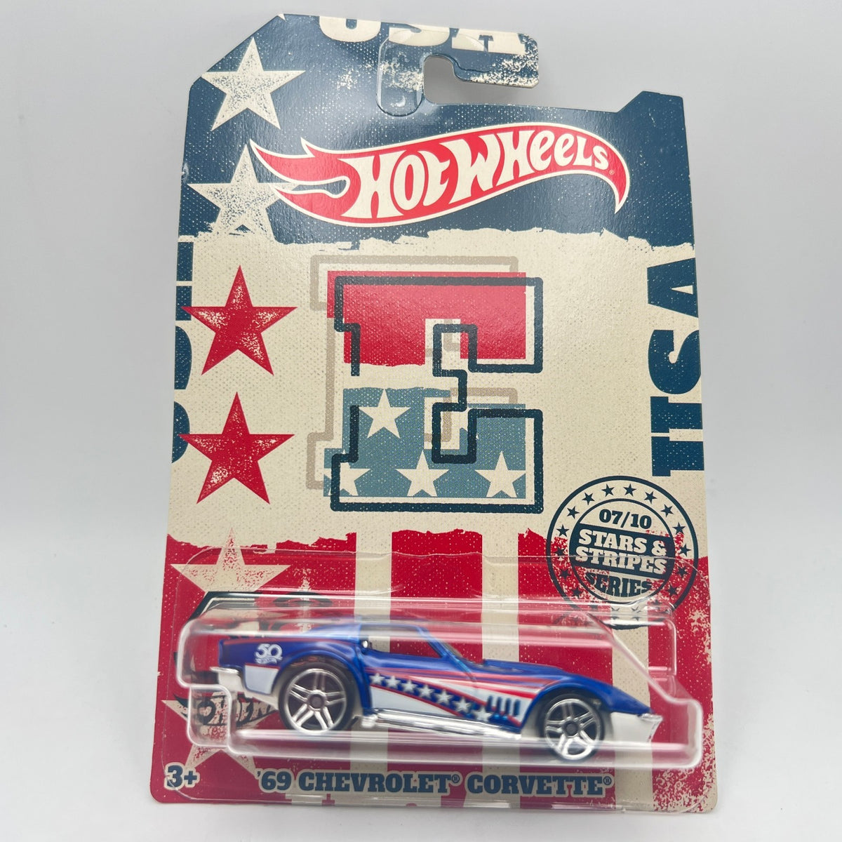 Hot Wheels Stars & Stripes '69 Chevrolet Corvette Blue 7/10 50th 1:64