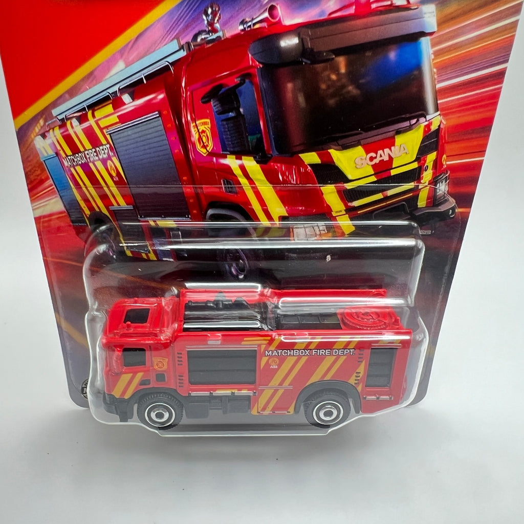 Matchbox Scania XT Fire Truck 58/125 Red 1:64 Scale Diecast