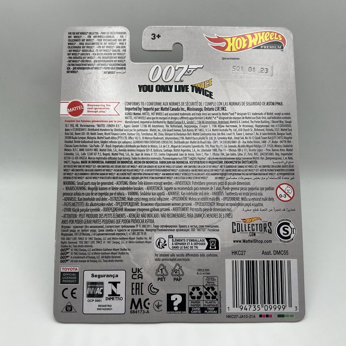 HOT WHEELS PREMIUM 007 TOYOTA 2000GT ROADSTER, METAL/METAL, REAL RIDERS.