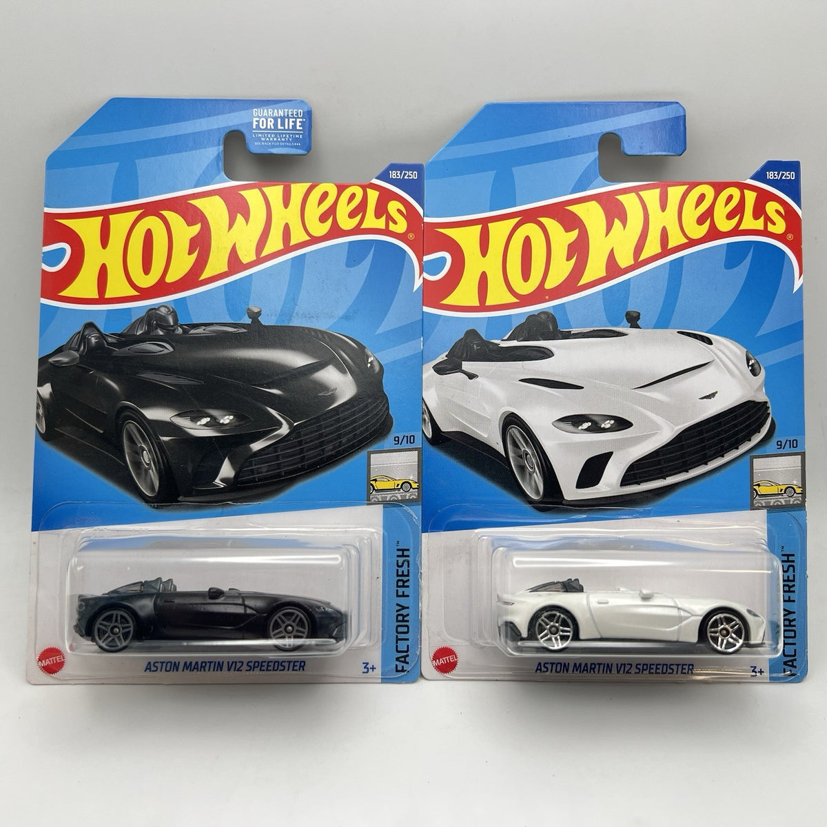 2 Car Lot Hot Wheels  Aston Martin V12 Speedster White & Black Factory Fresh