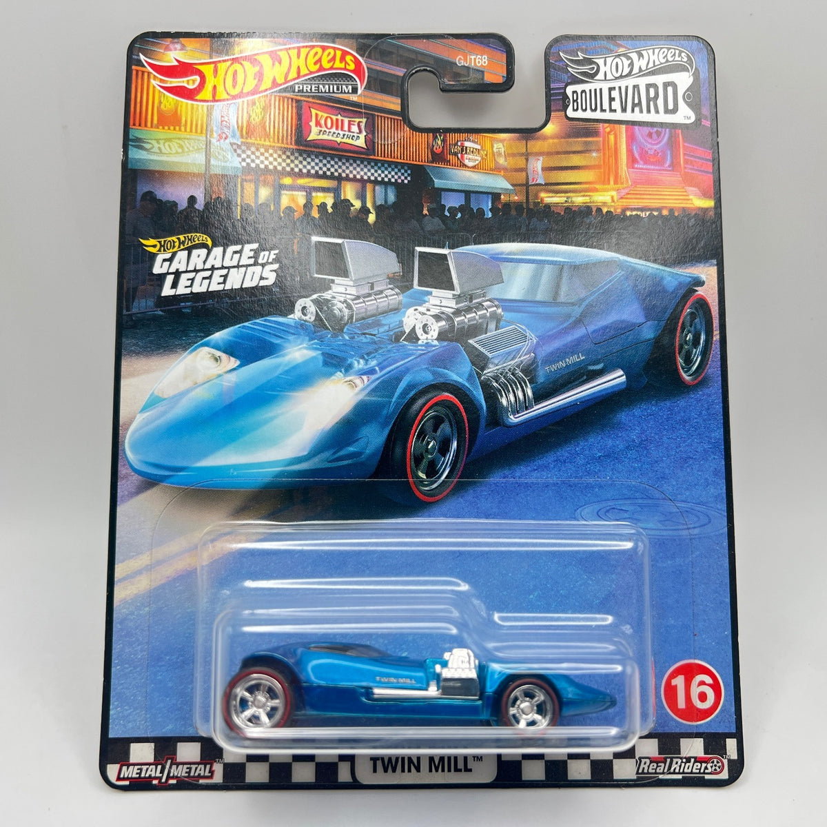 Hot Wheels Premium Twin Mill Boulevard 16 Spectraflame Blue Redlines