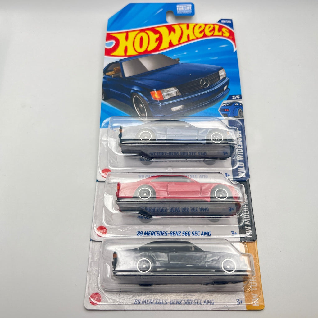 Hot Wheels '89 Mercedes-Benz 560 SEC AMG Lot of 3 Blue 186 Red 82 Black 150/250