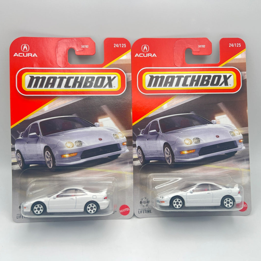 Matchbox 1997 Acura Integra Type R White 24/125 LHD & RHD Lot of 2 1:64
