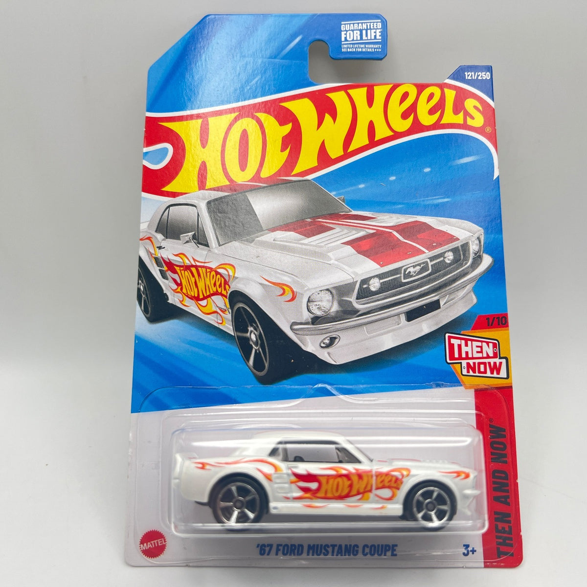 Hot Wheels 67 Ford Mustang Coupe White Flames Then And Now 1/10 121/250 2025