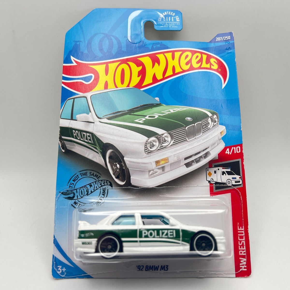Hot Wheels '92 BMW M3 Polizei White 207/250 HW Rescue 4/10 1:64 Diecast