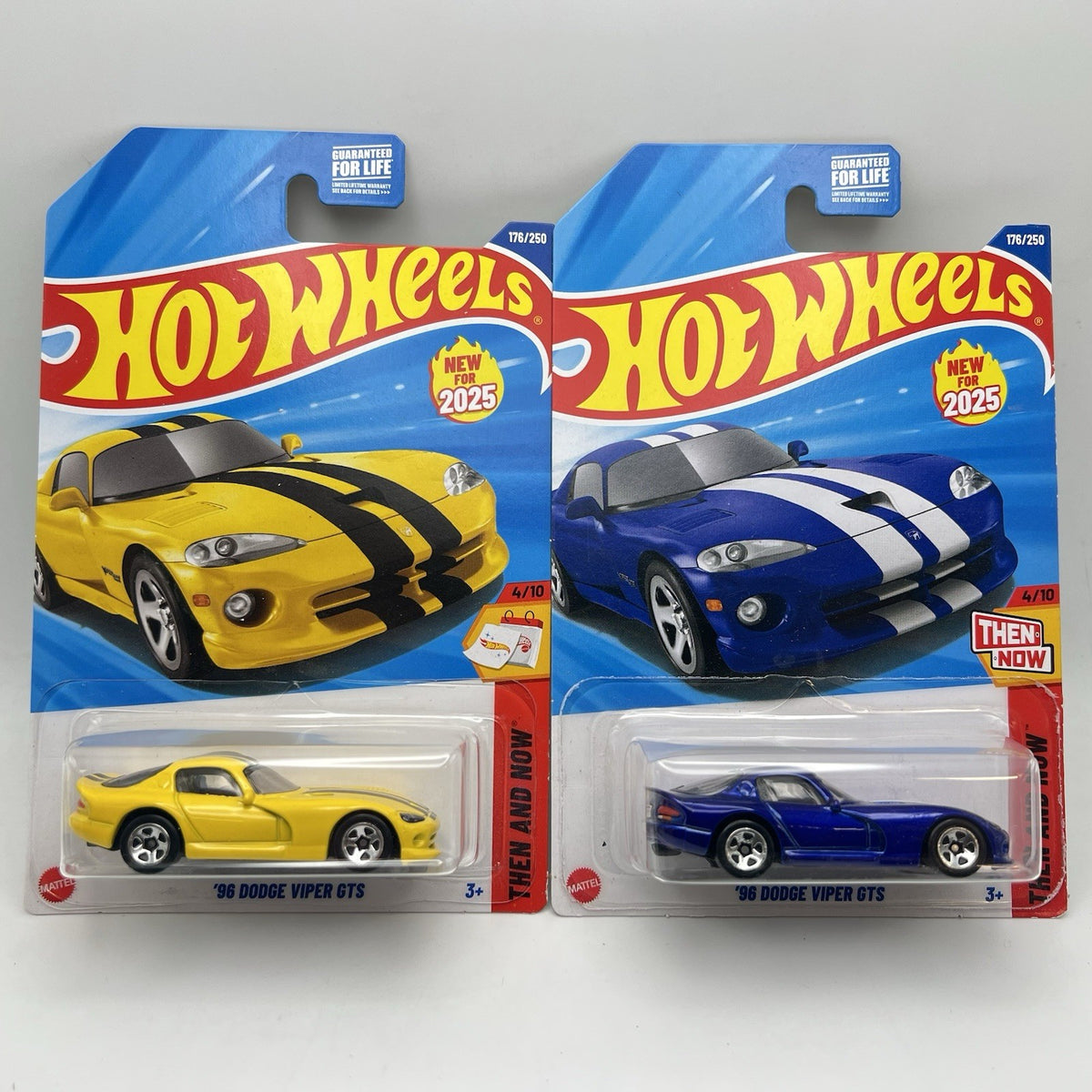 NEW 2025 Hot Wheels '96 DODGE VIPER GTS Blue + Yellow Case H / P Set Lot of 2