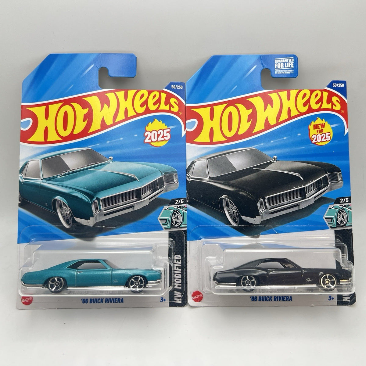 '66 BUICK RIVIERA SERIES GLOSS BLACK, & TEAL 2025 Hot Wheels #50 2pcs