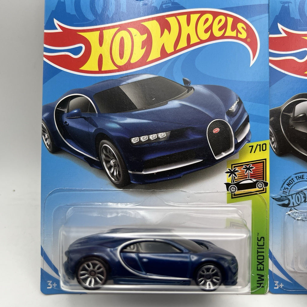 Hot Wheels '16 Bugatti Chiron Lot of (2) Blue/Black New!!!!!