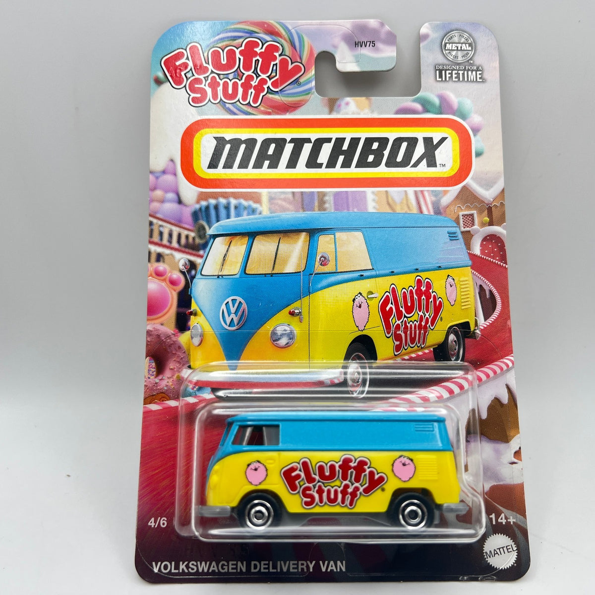 Matchbox Volkswagen Delivery Van Fluffy Stuff 4/6 Yellow Blue