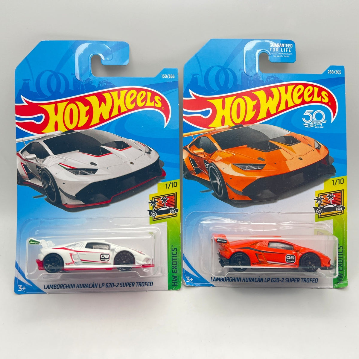 Hot Wheels Lamborghini Huracan Super Trofeo Lot of 2 White 150/365 + Orange