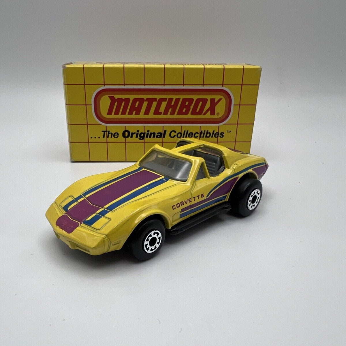 1979 Matchbox Lesney Superfast Chevy Corvette Yellow With Stripes Vintage In Box