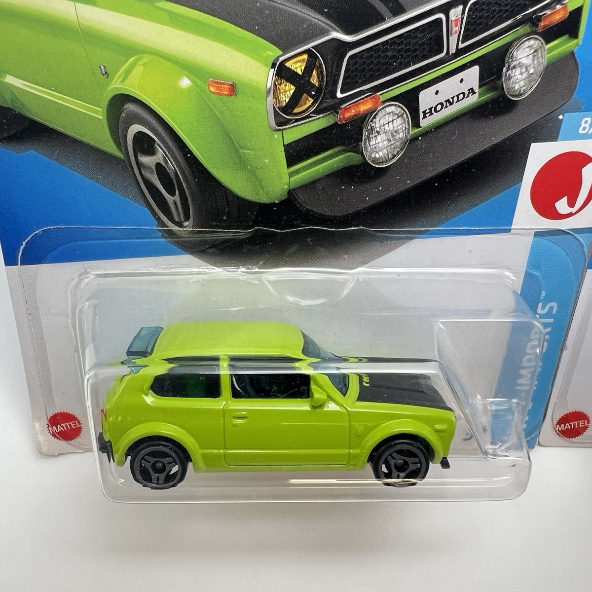 Hot Wheels Mainline 73 Honda Civic Custom Lime Green And Red - Lot Of 2