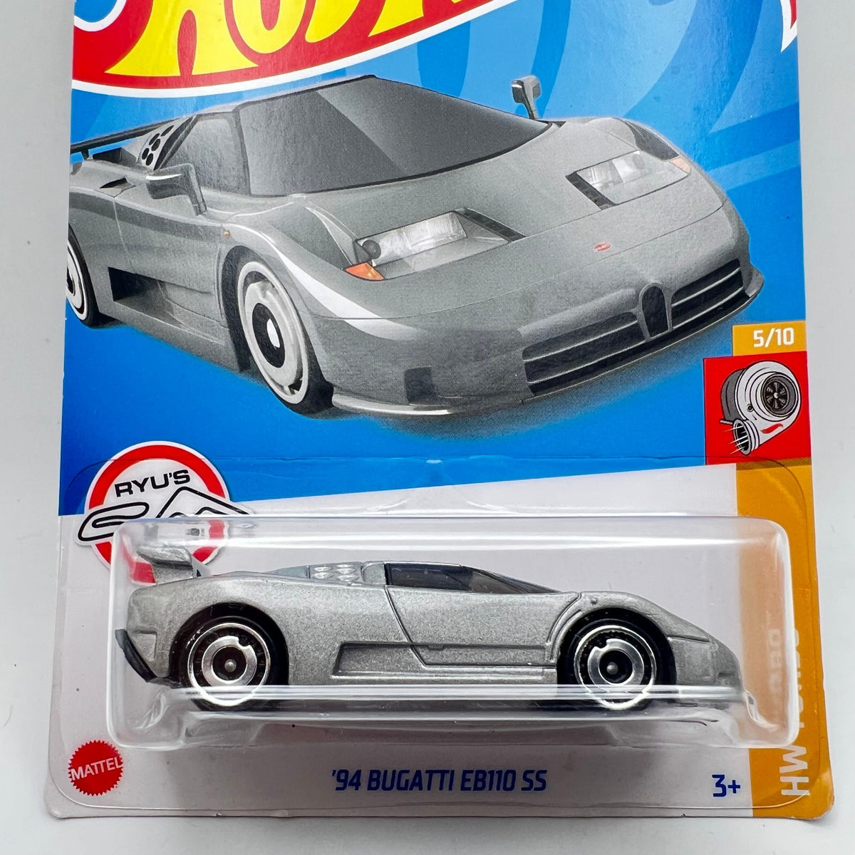 Hot Wheels gray 94 Bugatti EB110 SS “HW Turbo" 5/10 - 65/250 Diecast 1:64