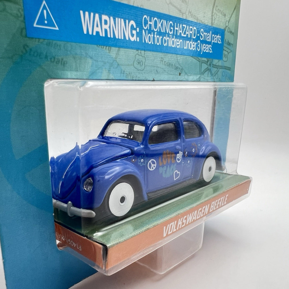 Jada Punch Buggy 1960s Volkswagen Beetle VW Bug Love & Peace Blue 1/64 Scale