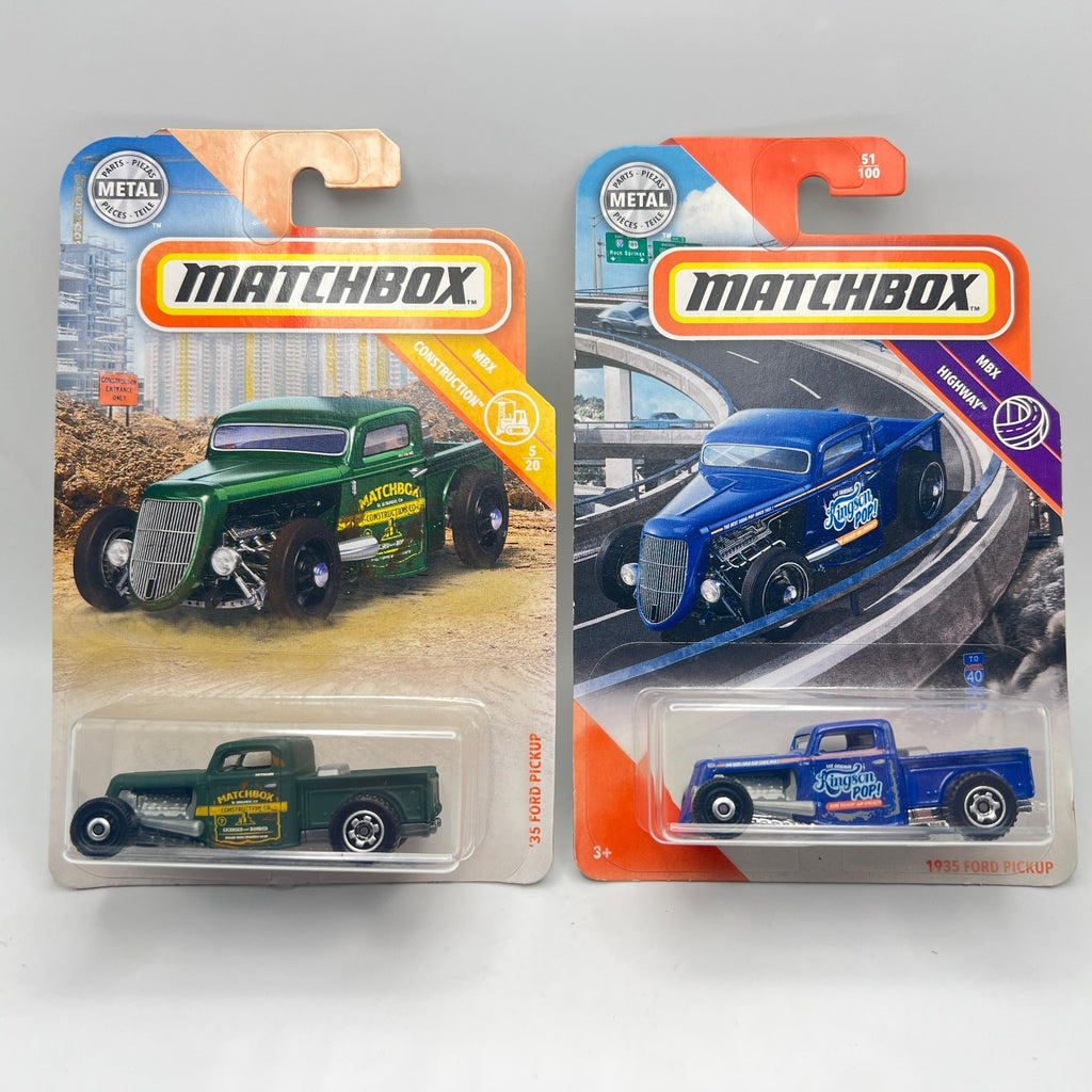 Matchbox 1935 Ford Pickup Lot of 2 Green 21/100 + Blue 51/100 1:64