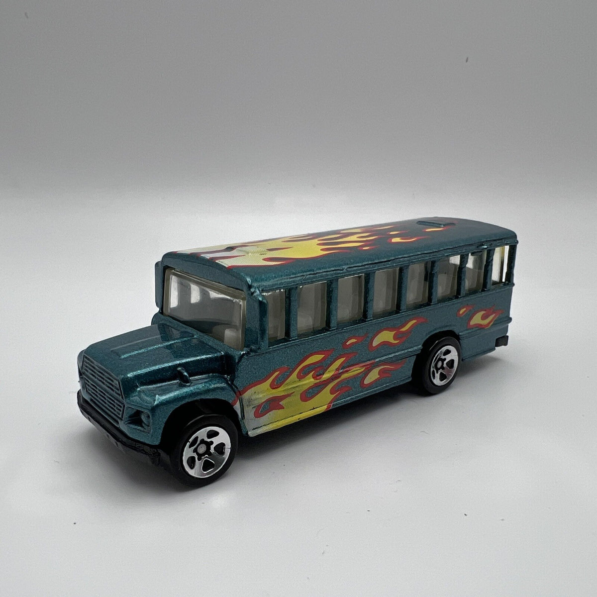 Hot Wheels Green School Bus with Flames 1988