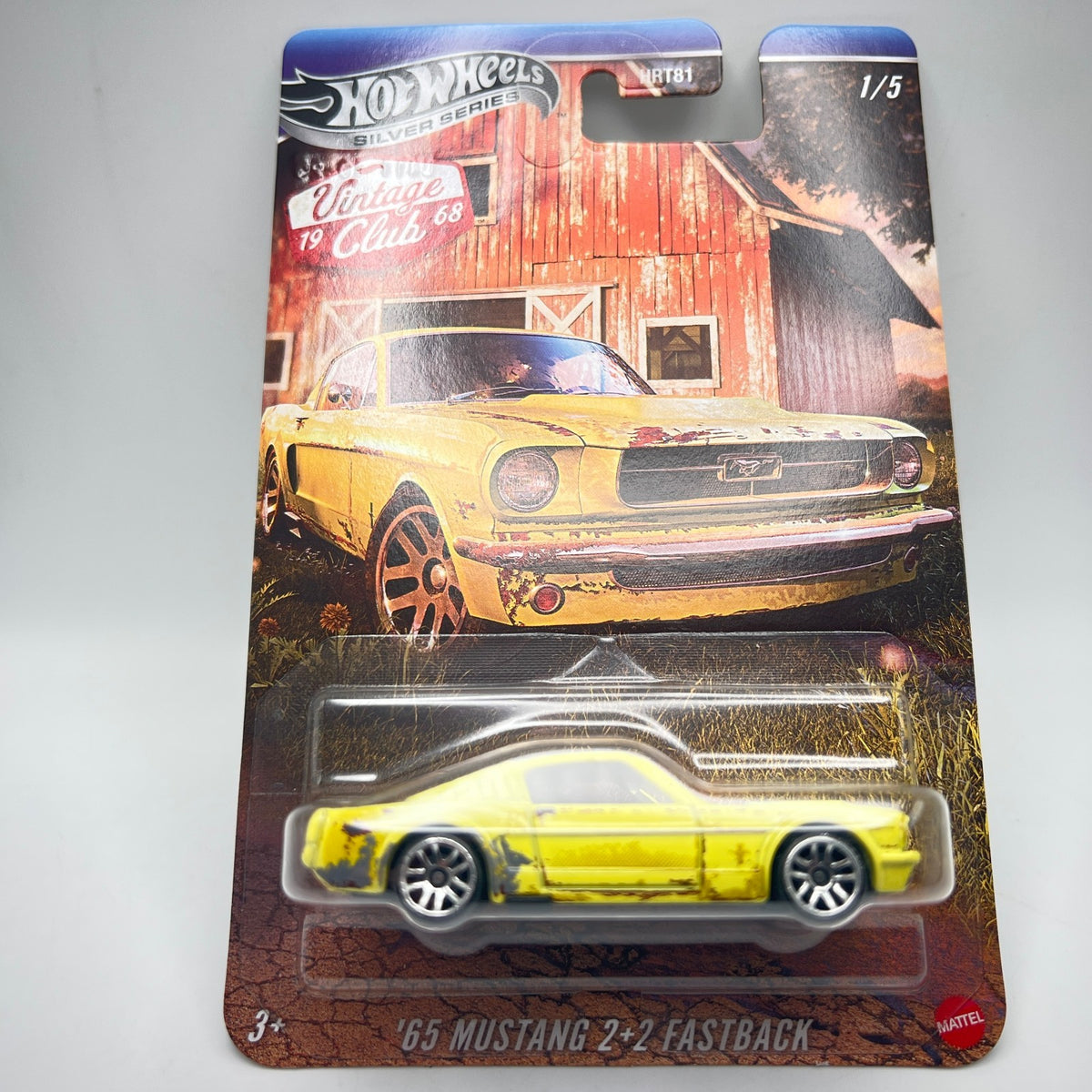 Hot Wheels Vintage Club 68 '65 Mustang 2+2 Fastback Diecast Car 1:64 Yellow