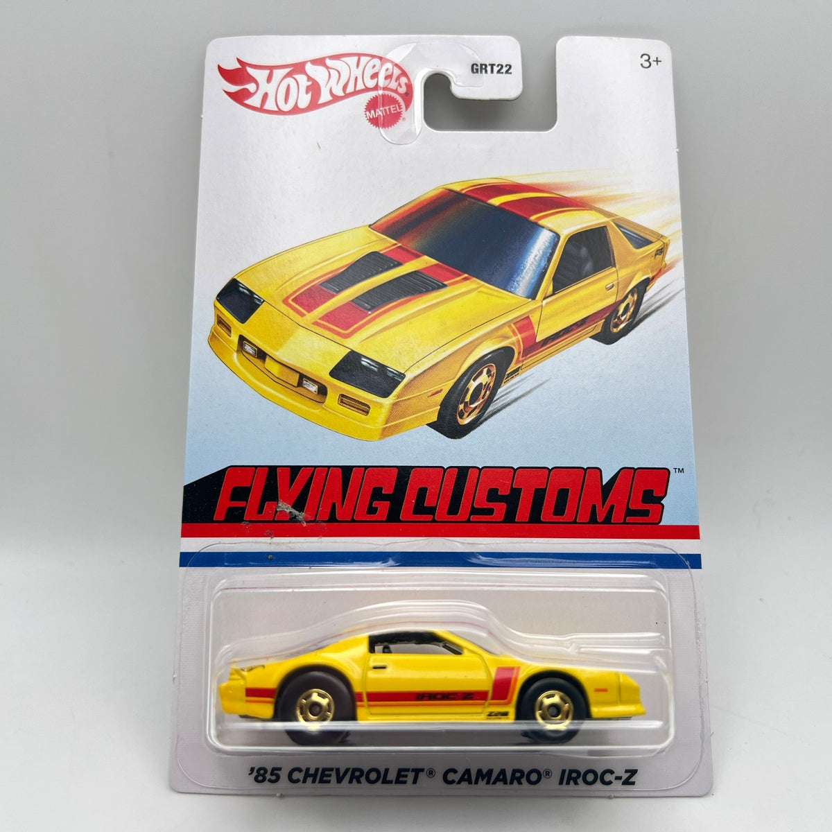 Hot Wheels '85 Chevrolet Camaro IROC-Z Yellow Flying Customs