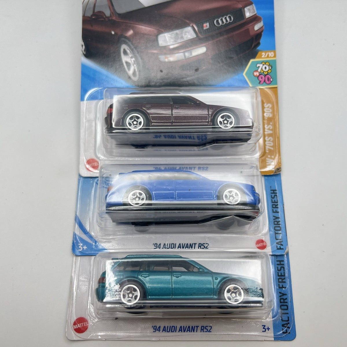 Hot Wheels 3 Diff '94 AUDI AVANT RS2 - Lot Of 3 - Blue, Teal, Maroon