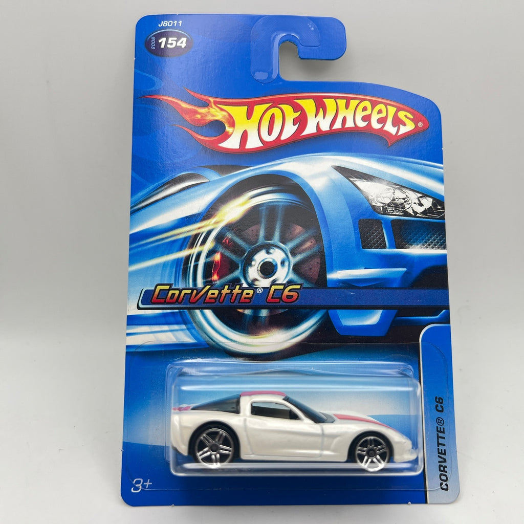 Hot Wheels Corvette C6 White Red Stripe 2006 #154