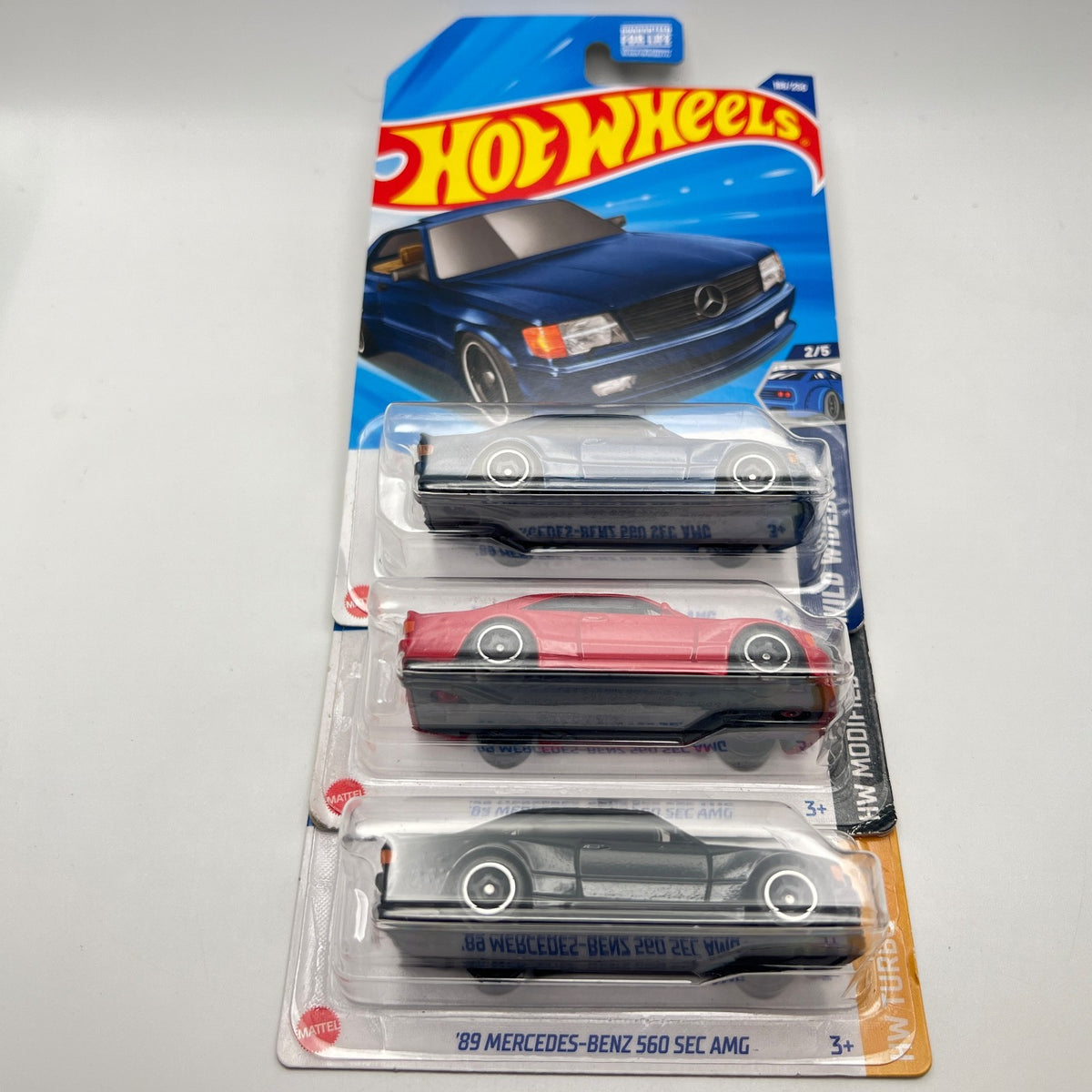 Hot Wheels '89 Mercedes-Benz 560 SEC AMG Lot of 3 Blue 186 Red 82 Black 150/250