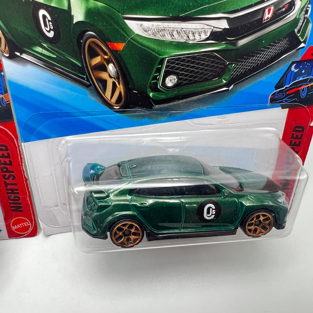 Hot Wheels 2018 Honda Civic Type R Lot of 2 White Green Nightspeed