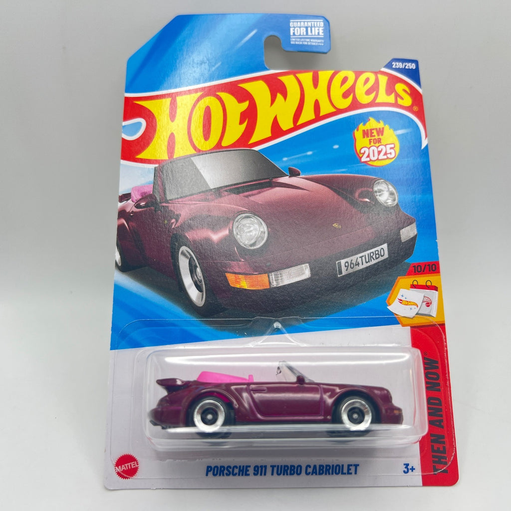 Hot Wheels Porsche 911 Turbo Cabriolet 239/250 Then and Now Maroon 1:64
