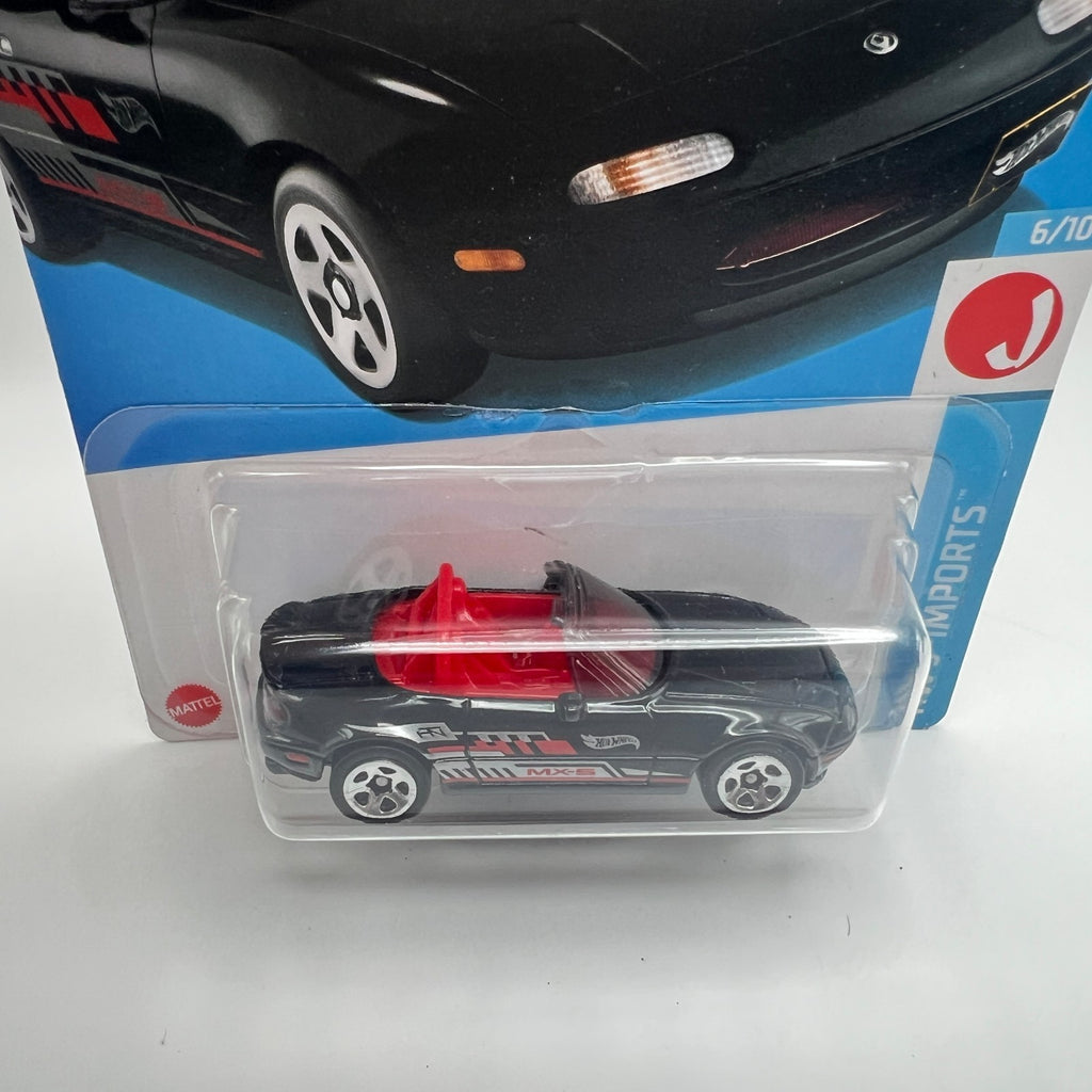 Hot Wheels 91 Mazda MX-5 Miata 120/250 J-Imports 6/10 Black 1:64