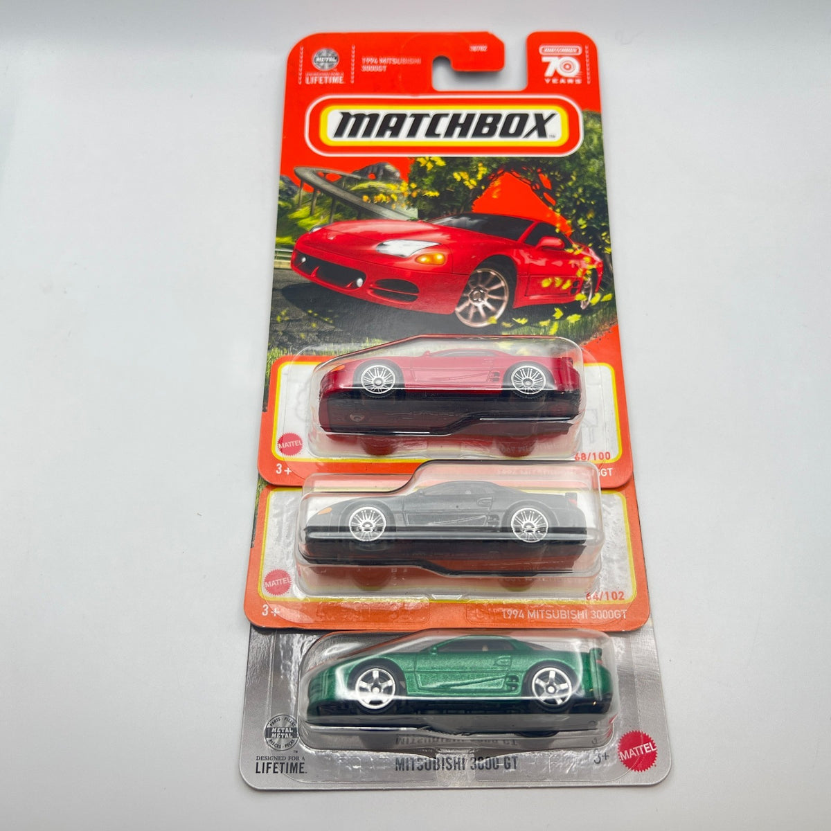 Matchbox 1994 Mitsubishi 3000GT Lot of 3 Red 68/100 Black 64/102 Green 119/125