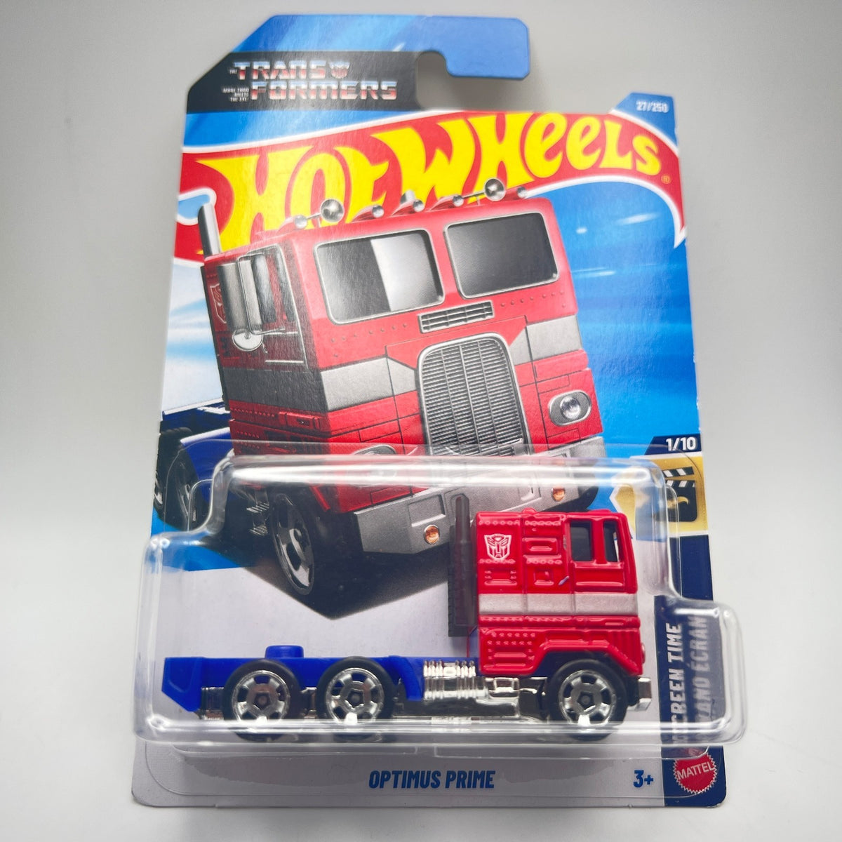 Hot Wheels Optimus Prime 27/250 Screen Time 1/10 Red Blue Transformers