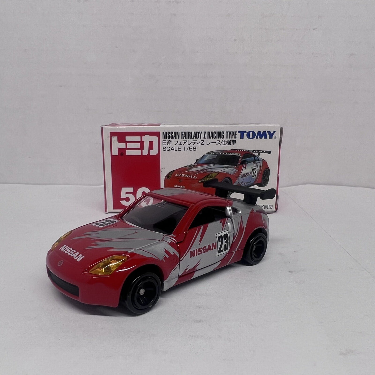 Tomy Red Box 50 Nissan Fairlady Z Racing Type S: 1/58 TOMICA Car with stickers