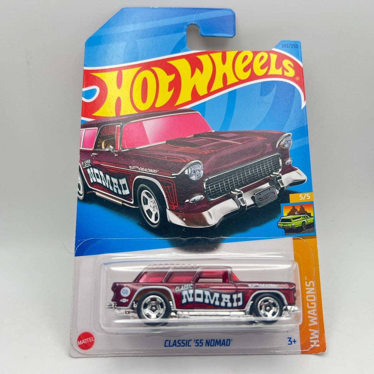 Hot Wheels Classic '55 Nomad Maroon 243/250 HW Wagons 5/5 1:64 Diecast