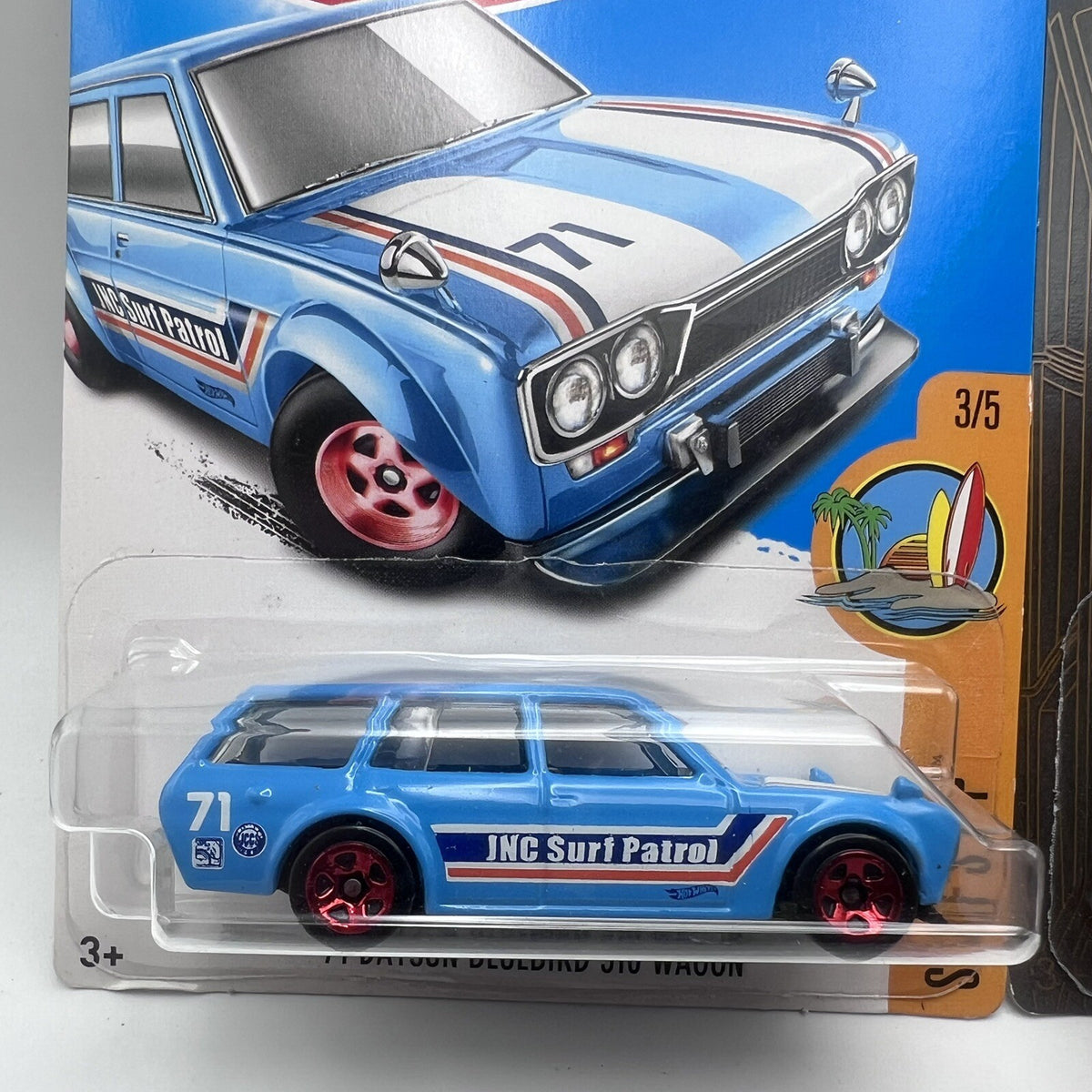 HOT WHEELS LOT OF 2 71 DATSUN BLUEBIRD 510 WAGONS, Blue & Grey 51st Anniversary